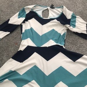 navy,turquoise, and white striped dress. Worn once size S. From Rue 21